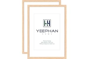 YEEPHAN Set di 2 cornici per foto in legno naturale di quercia formato A4, 21 x 30 cm, con supporto per cornici da 13 x 18 cm, cornice per certificato o poster con Perspex frontale per montaggio a parete