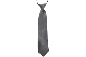 SUPGOD New Boys Pre-Tied Ties. Satin Plain Coloured Childrens Boys Ties. Elasticated. 22 Colours Available. Handmade. Wedding, School, Fashion *UK Seller*