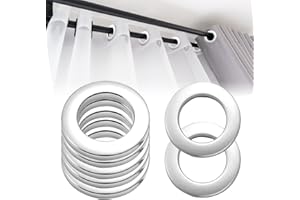 RAIRSKY 20 Stücke Ösen für Vorhänge Durchmesser 33mm Gardinenösenringe Kunststoffösen Ösen für Gardinen Ringe für Stange für Fenstervorhang, Duschvorhang, Wohnaccessoires Deko (Silber)