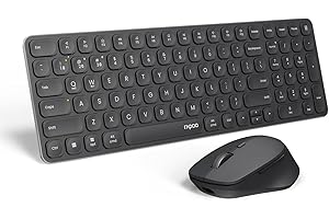 RAPOO 9360M Wireless Keyboard and Mouse Combo, Blade-Series E9310M 99-Key Ultra-Thin Keyboard and M300G Silent Mouse, Support 4 Devices, Quiet, Battery Powered, for Windows/Mac/Linux/Chrome, US Layout