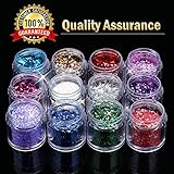Tenva Glitzer 12 Farben Chunky Glitter für Gesicht, Nägel, Augen, Lippen, Haare,