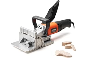 VEVOR Fresatrice a Lamelle 760W 5,9A 11600 giri/min, Tacca di Posizionamento a 45° con Sacchetto per Polvere, Fresatrice Biscottatrice Angolo Profondità Regolabile, Lavorazione del Legno