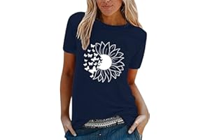 BUDAOWENG T-Shirt Manches Courtes Col Rond Femme Grande Taille Été Ample Tee Shirt Femme Chic Et Elegant Haut Décontracté Imprimé De Lettres Chemisier Femme Sexy Blouse Sport Lache Sportswear Ample Top Tunique