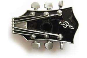 eeddoo® Gürtelschnalle - Gitarre schwarz - Music Guitar Buckle (für Wechselgürtel für Damen und Herren | Belt Frauen Männer Musik Rock n Roll Pop Heavy Metal Oldschool Metall Western Trucker)