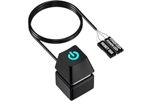 COLEXY Desktop Computer Power Switch, PC Power Button, External PC Switch Black with LED Light, 1.8 M Extension Cable, Replacement of Computer