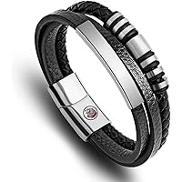 Bracciale In Pelle Intrecciato Uomo Casisto.J - Chiusura Magnetica, Colori Blu/Marrone/Nero, Design Classico E Elegante - Foto 2