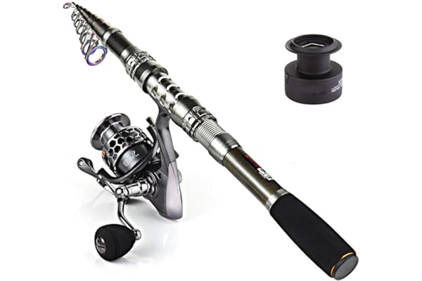 Sougayilang Combinaisons télescopiques de Canne à pêche avec Canne à pêche en Fibre de Carbone, moulinets rotatifs et Accessoires de pêche