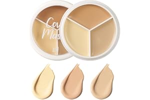 SURORAIN Dreifarbige Creme-Concealer-Konturpalette, vollständige Abdeckung, wasserdicht, langlebig, kein Verschmieren, 3D-Kontur-Creme-Make-up-Palette, Make-up-Palette in Reisegröße