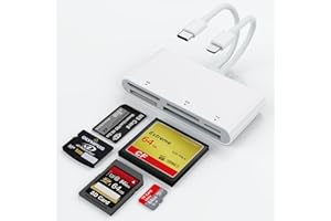 ROCKETEK Lettore multischede USB C Lightning per SD CF XD MS Micro SD TF, lettore multischede hub adattatore 5 in 1 per iPhone/iPad/MacBook/Samsung, per Windows, Mac OS, iOS, Linux, Android