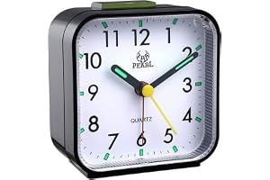 Tyst analog väckarklocka utan tickande, med snooze-funktion, reseväckarklocka, mjuk väckning, tyst kvartsrörelse, pip-toner