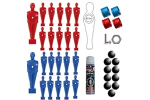 GRANDEEMPORIO Calcio Balilla 22 ometti a Vite h mm 110 Piede Quadrato per aste Diametro mm 16 con 2 Coppie di Anelli d Arresto Set Completo di Viti con Dadi per Fissaggio e lubrificante per aste e Palline