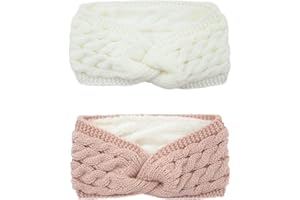 DRESHOW Stirnband Damen Winter Stirnbänder Strick, Haarband Ohrenwärmer, Dickes Fleecefutter Haarbänder Verdicken Headwrap Kopfband für Damen