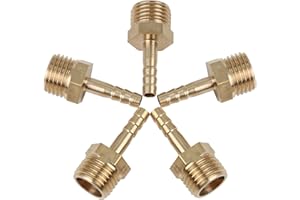 X AUTOHAUX Raccord Cannelé 4mm ID x 1/4" NPT Mâle en Laiton Connecteur Flexible Tuyau Voiture 5pcs