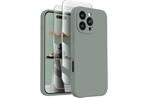 FireNova Designed for iPhone 16 Pro Case, Silicone Upgraded [Camera Protection] Phone Case with [2 Screen Protectors], Soft Anti-Scratch Microfiber Lining Inside, 2024, Calke Green