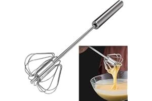 Feeziloe Egg Whisk, Hand Push Whisk Blender, Stainless Steel Egg Beater, Milk Frother, Rotating Push Mixer Stirrer for Whisking, Beating, Stirring