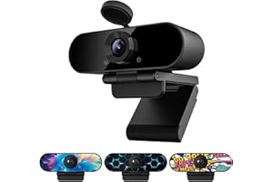 Smilodon 1080P HD Webcam, Pro, with 110° Wide Angle, Privacy Cover, Microphone, Tripod, for Conferencing, Live Streaming, Recording, Compatible with Skype/Zoom/YouTube/Teams
