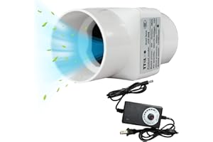 TTIILOE 2 Inch 12V Inline Duct Fan for Grow Tent, 50mm 6W Air Vent Fan Booster, Small Mixing Flow Pipe Exhaust Fans, 36 m³/h Mini Blower for Pet House, Attic, Wardrobe, Shoe Cabinet (Speed Controller)