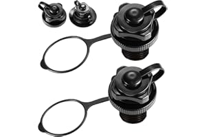 Acehome 2 Pcs Inflatable Boat Air Valve, Boston Spiral Air Plugs Quick Inflate & Deflate Screw Nozzle Cap Anti-leakage Bungs Replacement for Kayak, Dinghy, Airbeds, Hot Tub, Raft, Pool Boat-Black