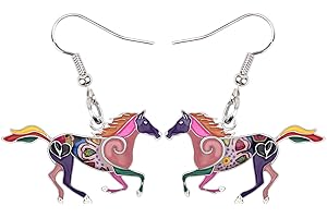 DUOWEI Dainty Enamel Horse Earrings Dangle Drop Cute Horse Jewelry Spring Summer Gifts for Women Teens Girls