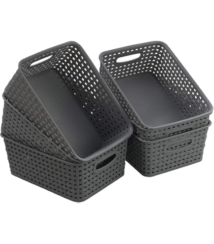 Relaxdays Cestini Portaoggetti, Set da 3, Intrecciati Impilabili
