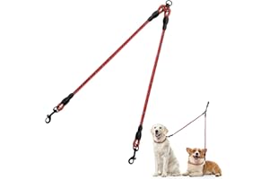 Taglory Double Laisse pour Chien/Séparateur de laisses pour Deux/Aucun embrouillement/Corde d'escalade/Convient aux Petits, Moyens et Grands Chiens/Rouge