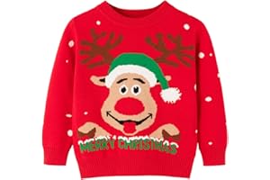 maxToonrain Maglione natalizio per bambini, con renna, albero di Natale, elfo, pupazzo di neve, girocollo, felpa invernale per bambini e bambine di 2-6 anni