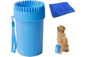 Houdao 2 in 1 Pulisci Zampe Cane Lavazampe Cani in Silicone Portatile Paw Cleaner Dog Pulitore Della Zampa Canecon Asciugamano Cane per Artigli Sporchi Toelettatura Massaggio(Blu)