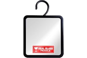 MIRRORVANA Lusterko prysznicowe do golenia z haczykiem do zawieszania i przeciwmgielne nietłukące się powierzchni, komora tylna/zbiornik z gorącą wodą do golenia bez mgły (czarne, prostokątne, szkło))