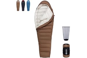 QEZER Sacco a pelo invernale per Adulti 0℃ -10℃~ -20℃【820g-2360g】caldo sacco a pelo in piumino per campeggio, escursioni e alpinismo con piumino 650+ FP Premium