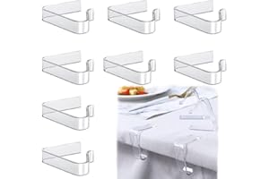RICOFOT Pince Nappe Table, 8 Pièces Pince Pour Nappe de Table, Transparent Pince Table Nappe, Réutilisable Pince nappe, Attache Nappe de Table Exterieur Convient aux Réunions de Famille aux Réunions Scolaires