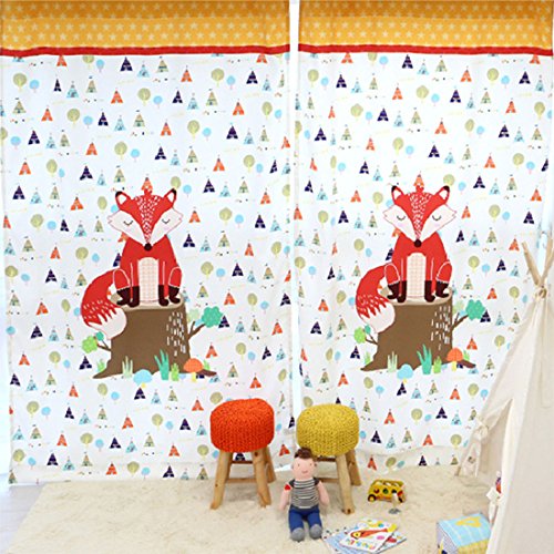 Preisvergleich Produktbild GWELL Kinderzimmer Gardinen Vorhang Blickdicht Ösenschal Dekoschal für Wohnzimmer Schlafzimmer 1er-Pack 240x130cm(HxB) Fuchs