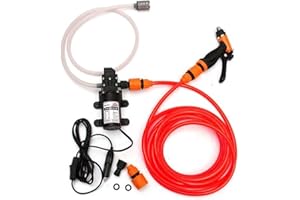 Holdfiturn Car Washing Kit Jet Wash 12V 72W 130PSI Portable High-Pressure Car Washing Machine Kit Water Pump Wash Set Sprayer Gun Electric Self-Priming for Moto Pet Window Gardening Camping Washing
