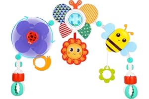 TIDEVAN Arche Eveil Bebe Arche de Poussette Bebe Arche d'Éveil pour Poussette, Jouets Sensoriels Suspendu Clip Ajustables Convenant à la Plupart des Poussettes pour 0-3an Bébé Garçons Filles (Abeille)