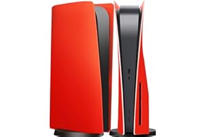 arVin Replacement Side Shell Plate for PS5, Replacement Cover for PS5 Disc Version Console, Dustproof Accessories for PS5 Console, ABS Case (Red, Disc Version)