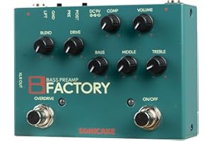 SONICAKE Pédale de basse avec overdrive Préamplificateur analogique Pédale d'effets de compression EQ 3 bandes Sortie XLR B Factory