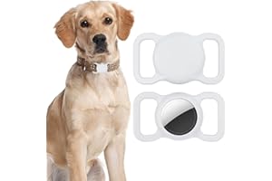 LAPONO 1 Pezzi Airtags Cane Collare Compatibile con Apple Airtag Animale Domestic Custodia Air tag Custodia Protettiva in Silicone per Animali GPS Tracker per Cani Gatti Anti-Lost (Bianco)