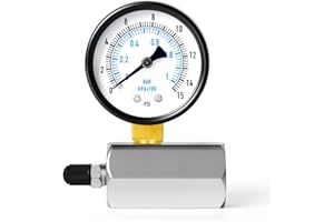 ERGAOBOY 0-1 Bar (0-15 Psi) Manometri di prova dell'aria a doppia graduazione in acciaio da 2“, connessione BSP da 3/4”, precisione -3-2-3%.