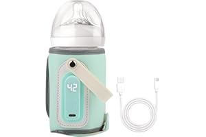 MINLEER Portable Baby Bottle Warmer Bag with USB Charging & LCD Display | 21W Cordless Electric Milk Warmer for Travel | 5-Gear Adjustable Baby Milk Warmer Compatible with Tommee Tippee/MAM/Lansinoh Bottles
