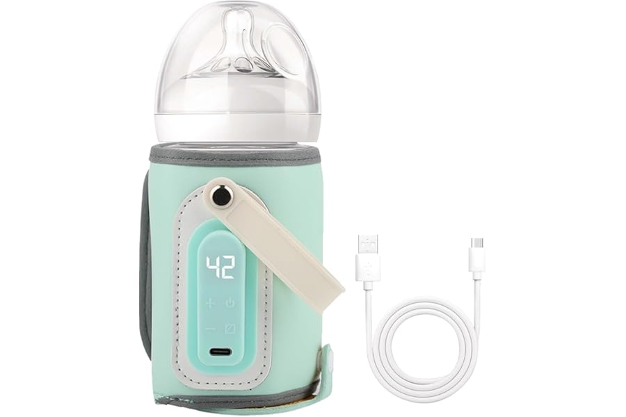 Portable Baby Bottle Warmer Bag with USB Charging & LCD Display | 21W Cordless Electric Milk Warmer for Travel | 5-Gear Adjustable Baby Milk Warmer Compatible with Tommee Tippee/MAM/Lansinoh Bottles