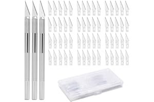 ZITFRI Cuter Manualidades Precision con 3 Mangos y 60 Cuchillas de Recambio Cutter Modelismo Profesional de Acero Inoxidable, Cuchillo Artesanal para Cortar y Tallar