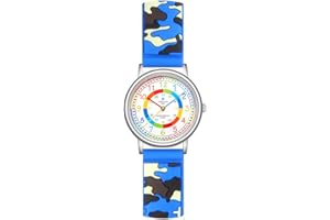 Alienwork Kids Montre Pédagogique Apprendre l'Heure Enfants Garçon Fille Temps d'apprentissage Silicone Léger Doux Imperméable