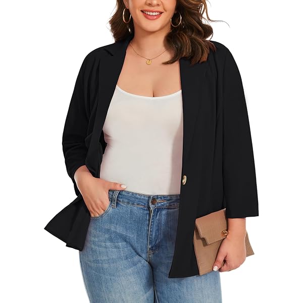 MINTLIMIT Blazer Grande Taille Femme XL-5XL – Manches 3/4, Revers Châle, Jersey Confortable Demi-Doublé, Poches Rabat – Blanc 4XL