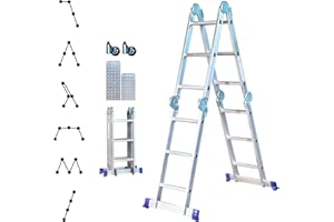 HOSTRÖM Escalera Plegable articulada STAVALANCE 4x3 escalones, andamio multifunción, Separador de Muro, Taburete, 2 Placas para Plataforma de Trabajo.