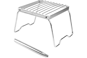 ZSMJAER Barbecue de camping pliable robuste avec application flexible, barbecue de feu de camp, grille multifonction, taille parfaite pour la cuisson et le barbecue, acier, 17 cm