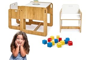 ‎BOOMDING BoomDing Kindertisch mit 2 Stühlen tolle KINDERSITZGRUPPE AB 1 Jahr nach Montessori Spieltisch ab 2 Jahre Kindertisch Stühle Innen Maltisch Kinder Tisch Stuhl Set