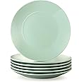 LOVECASA 'Sweet' 6-Piece Dessert Plates Round China Porcelain Side Plate Snack Plate Salad Plate for Salad/Fruit/Snack Plate, Blue Green 21.5 * 21.5 * 2.5 cm