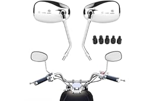 DMJJSD Universal Motorrad Spiegel 10MM 8MM, 360° Drehbar Chrom Motorrad Rückspiegel mit Packung Schraube, Motorradspiegel für Motorräder, Roller, Mountainbikes, Streetbikes, umgebaute Fahrzeuge ATV