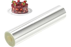 Anseom Rodoide Transparent Patisserie 20 cm Rhodoid pour Patisserie Rouleaux Rodoide Acetate Film Ruban Gâteau Collier à Gâteau Bordure Gâteau Réutilisable en Acétate pour Entourer Les Gâteaux