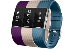 FunBand Cinturino Fitbit Charge 2, cinturino in silicone morbido cinturino di ricambio regolabile sport accessorio per smartwatch Fitbit Charge 2