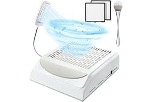 IUHFSIFS Upgrade Nail Dust Collector with Reusable Filter & Light【NO.1 Super Suction 100W】Powerful Nail Dust Extractor，Professional Dust Collector Nail Salon for Nail Studio and Personal Use - Easy to Clean